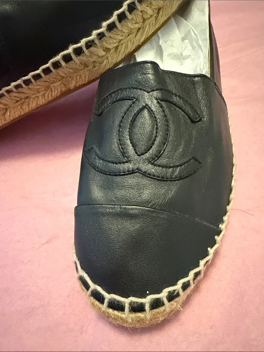 CHANEL SZ 36 Lambskin Espadrilles Black! Stunning, no signs of wear, excellent